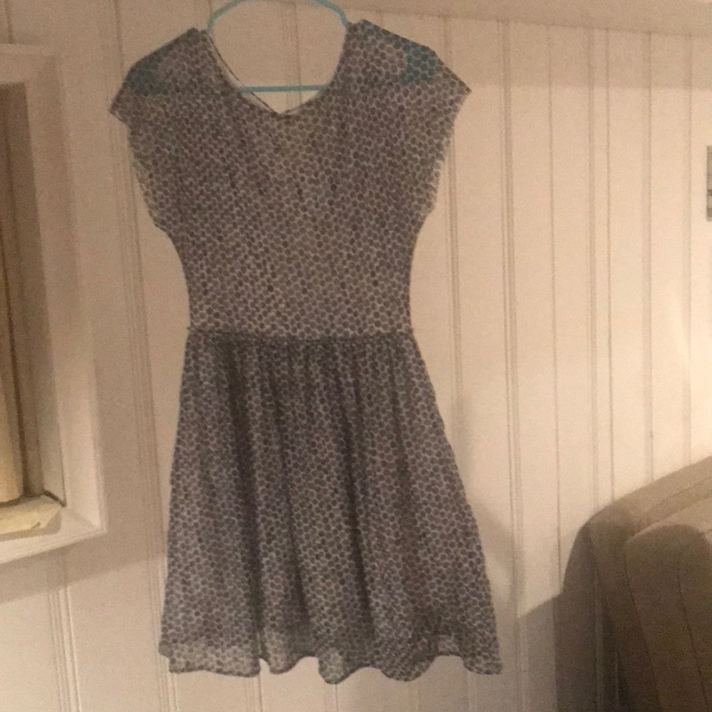 Polka Dot Patterned Blue and White Dress